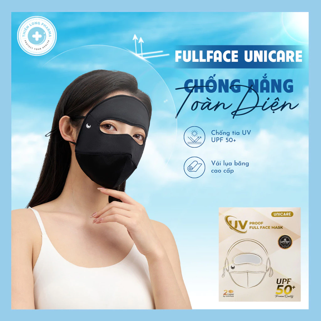 UNICARE Khẩu trang chống nắng toàn mặt FULLFACE UNICARE - chống tia UV thiết kế UNISEX 2 lớp vải lụa mềm mịn