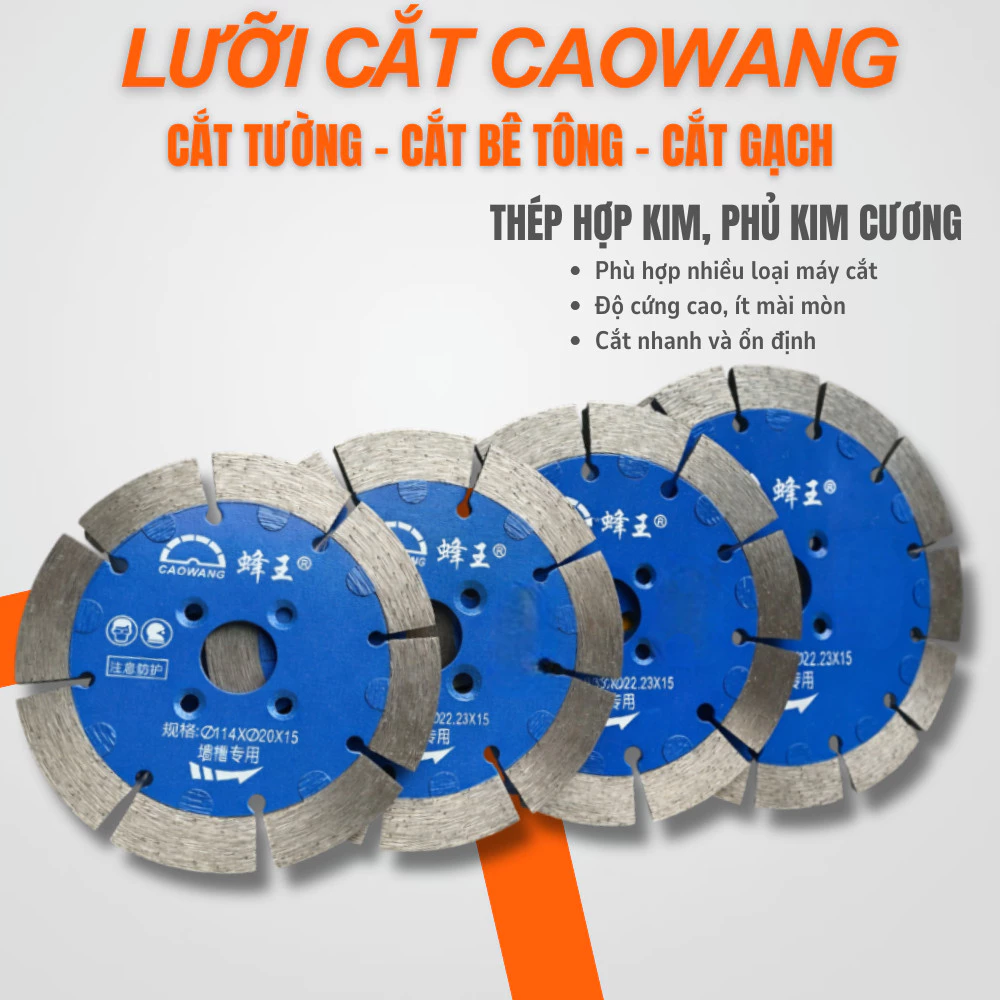 Lưỡi Cắt CaoWang Cắt Tường – Cắt Bê Tông – Cắt Gạch | Phi 114 / 121 / 125 / 133 / 156/170/195/230mm