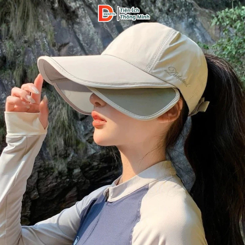Mũ Chống Nắng Nữ Vành Trượt Mở Rộng Thể Thao Cotton Dsmarts, Nón Lưỡi Trai Nửa Đầu Chống Tia UV Mùa Hè