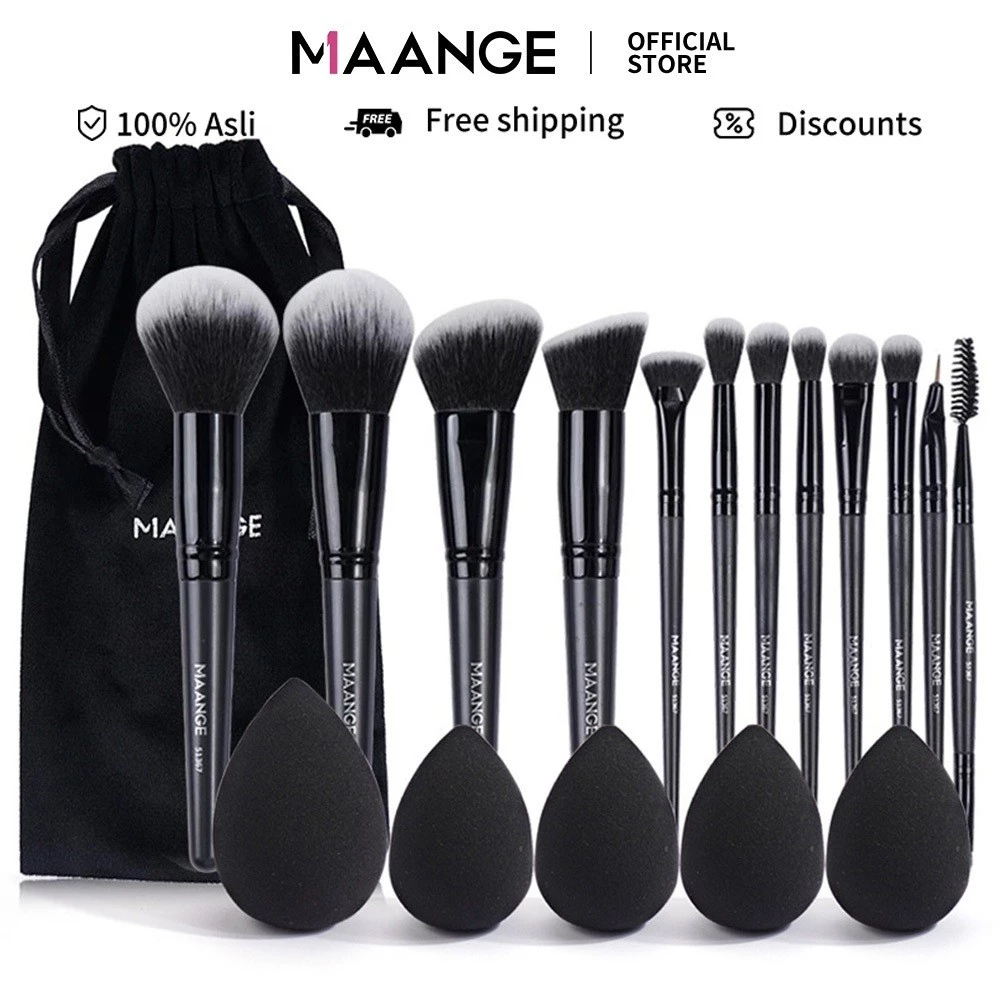 Bộ cọ trang điểm cao cấp 12 món MAANGE, dụng cụ làm đẹp chuyên nghiệp có túi đựng cọ 51367