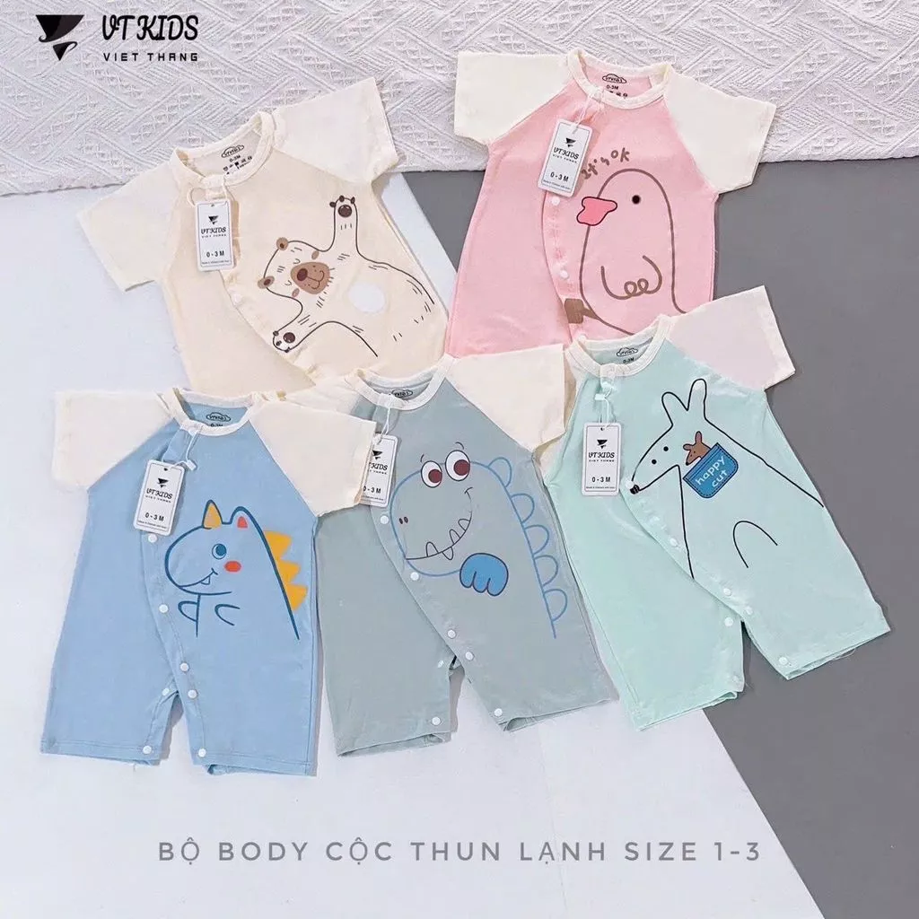 Áo liền quần cộc tay cho bé sơ sinh 3-9kg,chất thun mềm mại, an toàn và tiện dụng hàng ngày cho bé yêu.