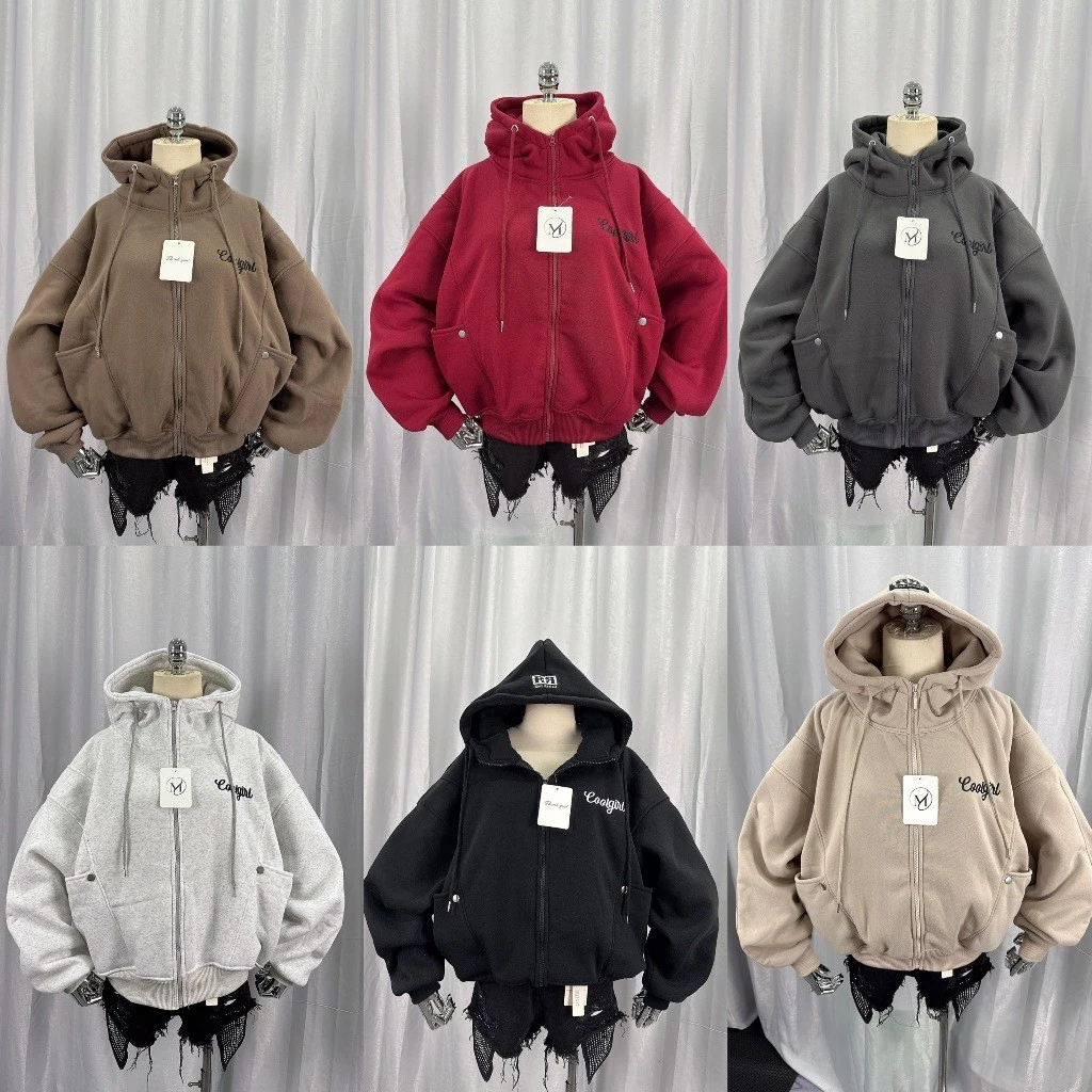 ÁO KHOÁC HOODIE NỈ NỮ CÓ NÓN THÊU COOLGIRL THIẾT KẾ 2 TÚI PHÍA TRƯỚC XSTT FASHION