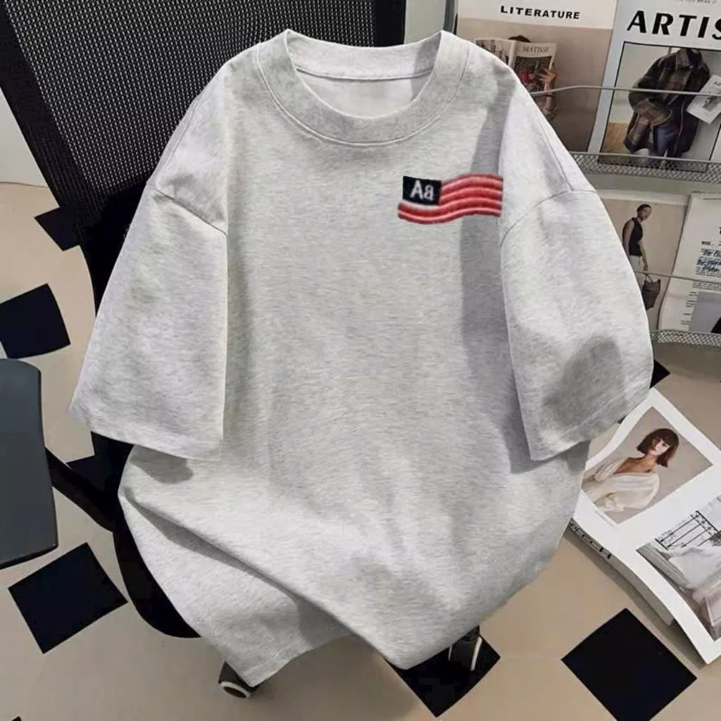 Áo phông unisex tay lỡ cotton su mát với Hình lá cờ Mỹ siêu hot,Trẻ trung phù hợp mọi phong cách THUBIO