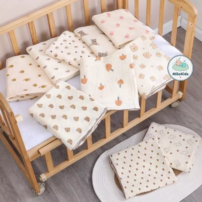 Khăn tắm xô vải sợi Muslin organic cho bé Trai/Gái, thấm hút tốt