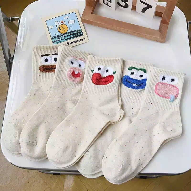 Bộ 10 Đôi Tất Cổ Cao Họa Tiết Biểu Cảm Siêu Hot Màu Tiêu Phong Cách Hàn Quốc BC [J203] 🎀🎀 FREESHIP 🎀🎀