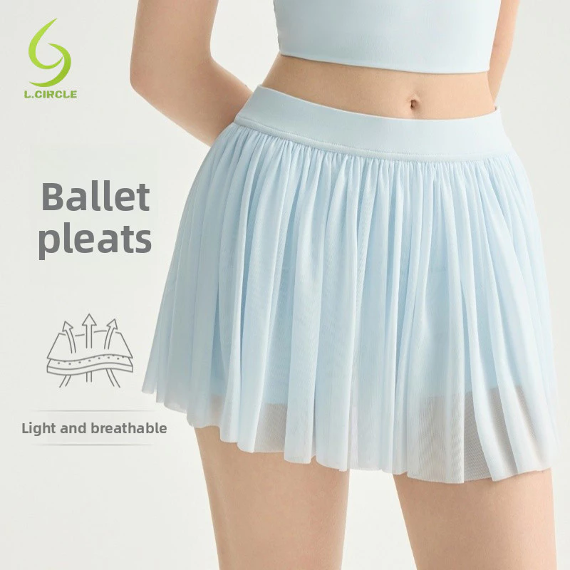 [L.CIRCLE] Váy thể thao Yoga dành cho cảm giác xếp ly giống như ba lê Pickball cạp cao ôm