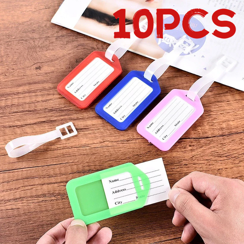 10 Chiếc Du Lịch Hành Lý Nhãn Vali Túi Thẻ Chống Mất ID Thẻ Tên Nhận Dạng Nhiều Màu Nhựa Hành Lý Finder Du Lịch Essentials