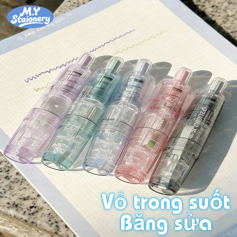 Bút Xóa Dạng Bấm M.Y – Xoay 360°, Xóa Mượt, Che Phủ Tốt, Vỏ Trong Suốt Pastel