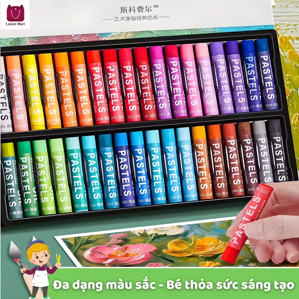 Bút sáp dầu màu mềm, dày, an toàn và không độc hại, vẽ graffiti, que màu siêu mềm