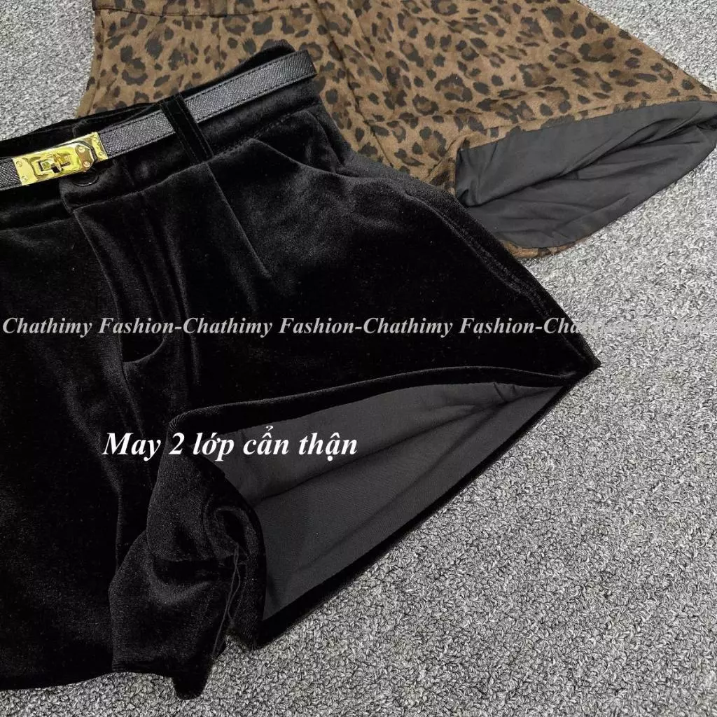 Quần Short Nhung 2 Lớp Cạp Cao QCL1, Bigsize 40-80kg-GIAYXINH35K