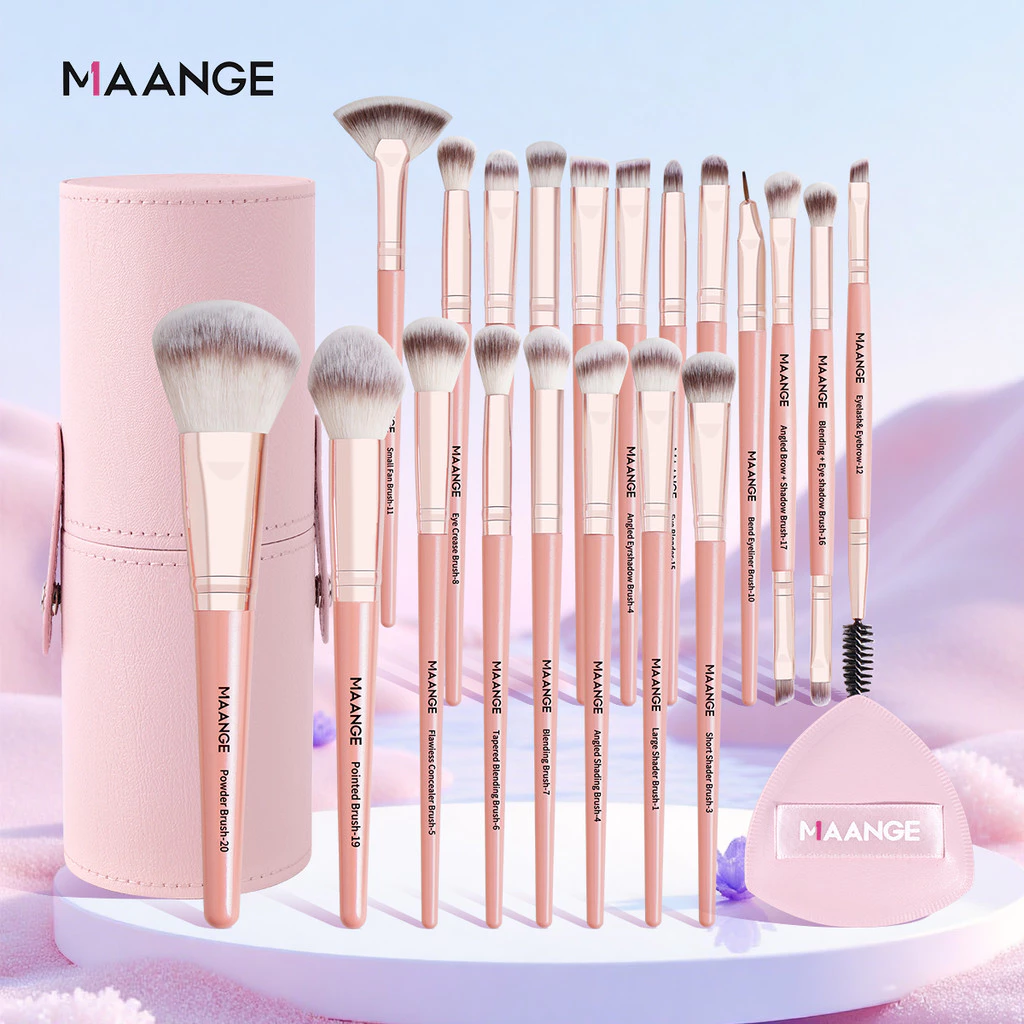 MAANGE Bộ 20 cọ trang điểm chuyên nghiệp kèm túi đựng da 170g tiện lợi 5748