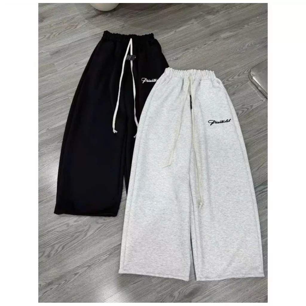 [ Chất Nỉ Bông ] Quần dài ống rộng suông unisex Chữ ký, quần thể thao da cá-thuba94