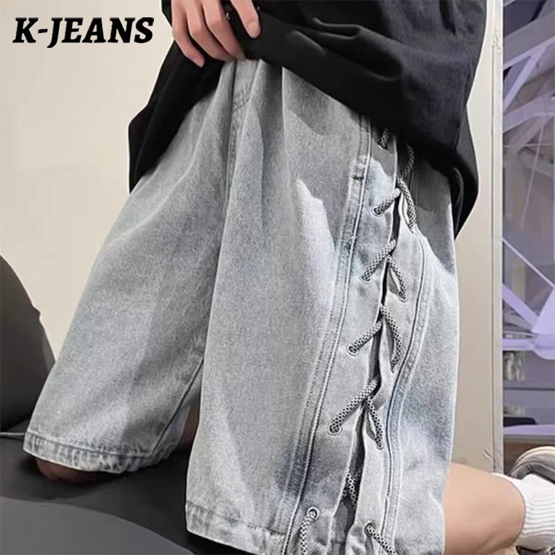 Quần Short Jean Nam Nước Xả Vintage Phối Đồ Hiện Đại | Kiểu Dáng Ống Rộng Streetwear Mỹ Thể Thao Mùa Hè Có COD Hàng Sẵn