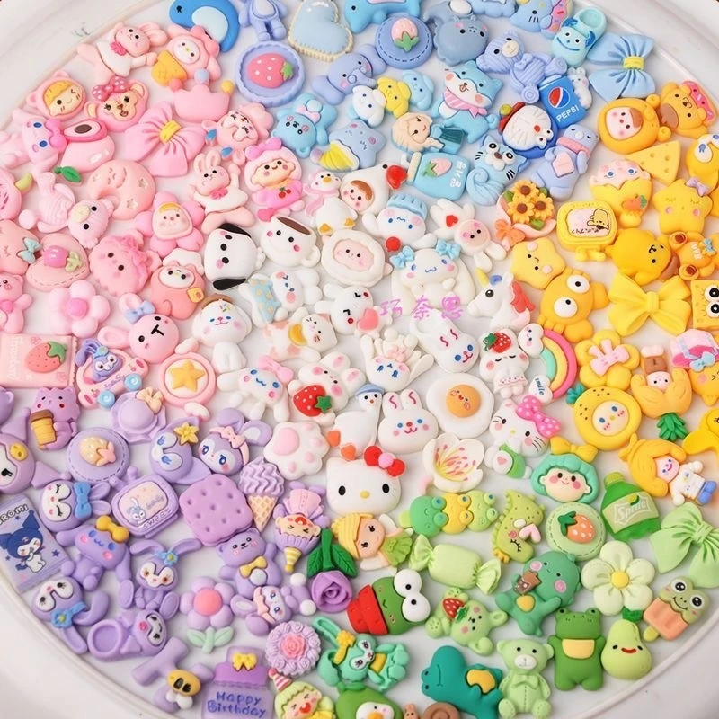 ✨Trang trí kem sữa nhân vật blindbox Kèm keo dán, Tự do phối hợp  túi xách siêu xinh thời trang trang trí gương,