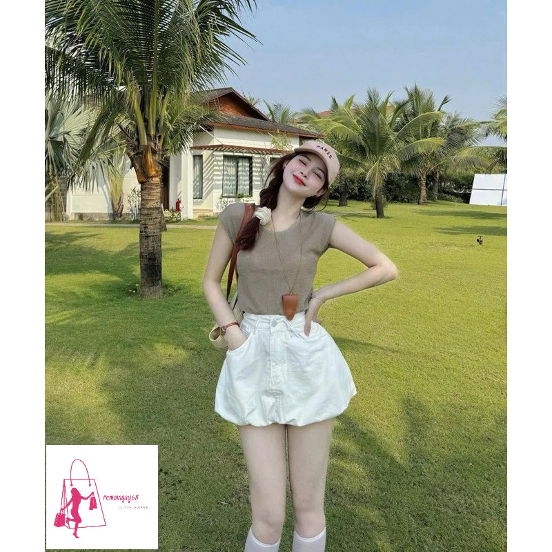 Chân Váy Bí Dáng Ngắn Dáng Trơn Basic Chất Gió Kaki Loại 1 Mịn Đẹp Lưng Cao Tôn Dáng .