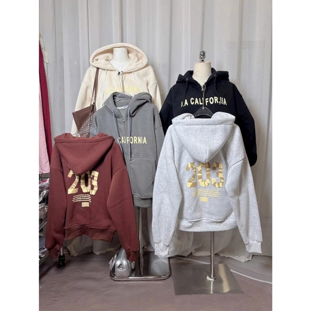 ÁO  KHOÁC NỈ NỮ CÓ TÚI TRONG IN SỐ 203 CÓ NÓN CHỐNG NẮNG XSTT FASHION