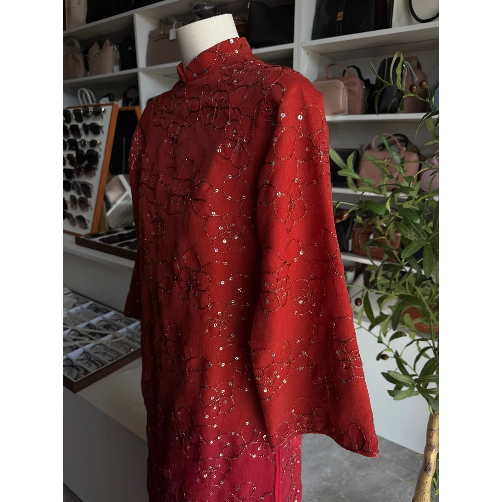 Áo dài ren kim tuyến (Chưa bao gồm quần)