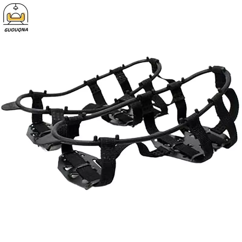 GUOUQNA 1 Cặp M L Crampons Giày Bao 24 Răng Chống Trơn Trượt Ice Grips Gripper Giày Boot Đi Bộ Đường Dài Leo Núi Giày Gai Dây Xích Leo Núi