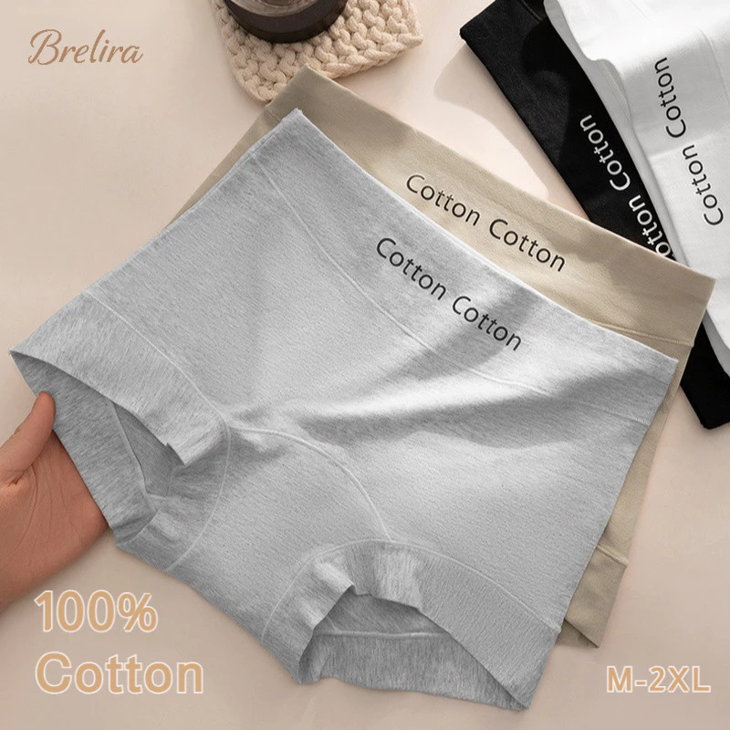 『Brelira』Quần Lót Boxer Boyshort Cotton Cho Nữ, Thoáng Khí, Phù Hợp Nhiều Kích Cỡ 10a kháng khuẩn Quần đùi thể thao thông thường