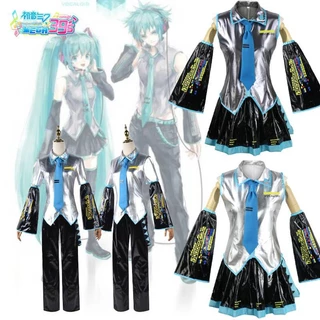 Mềm Hatsune Miku Vocaloid Pu Nam Cosplay Bộ Áo Sơ Mi Buộc Quần Tóc Giả Cho Nhập Vai