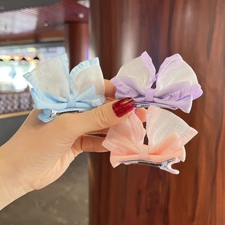 2PCS New Cute Mesh Stereoscopic Bow Hairpins Children Headwear Girls Clips Barrettes Hairgrips Hair Accessories