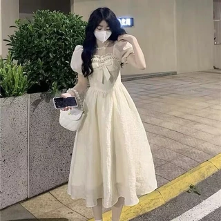 Váy Nữ Hot Tiktok, Mới Váy Mùa Hè ,Phong Cách Nhẹ Nhàng Công Chúa, Váy Ren Voan Chiffon, Váy Dài Quá Đầu Gối, Váy Nữ