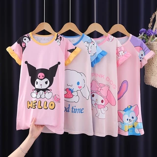 Kuromi Pyjama của Trẻ Em Và Bé Gái Cinnamoroll Hello Kitty Hoạt Hình Mùa Hè Đồ Ngủ Sanrio Tay Ngắn Bộ