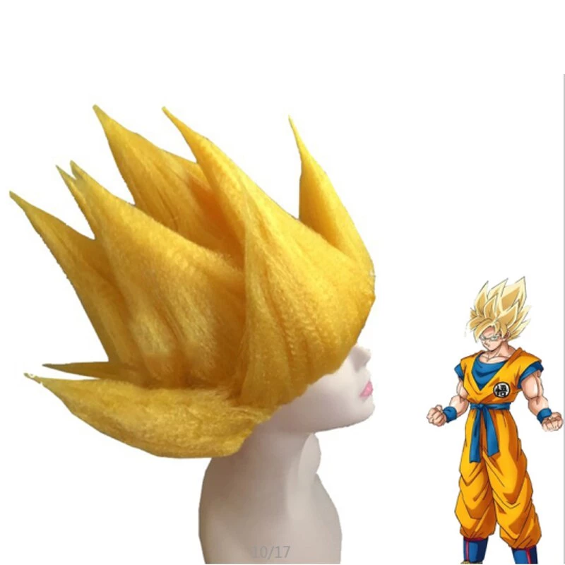 Goku cosplay tóc giả màu đen vàng halloween nhập vai tóc ngắn lễ hội biểu diễn phụ kiện đạo cụ tóc giả