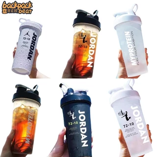 Bình nước lắc protein BACKPACK BEAR không chứa BPA chống rò rỉ cho các hoạt động thể thao/ tập gym 600ml