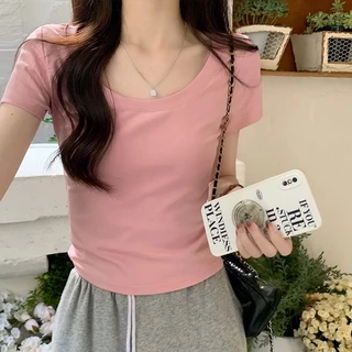 Áo Thun Cotton Cổ Tròn Ngắn Tay Dáng Ôm Thời Trang Mùa Hè 62457