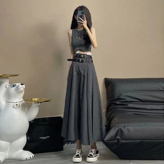 Set Áo Thun croptop, Áo Ngắn mix Váy Nửa Người Xếp Nếp hợp thời thượng, mới nhất năm nay cho nữ, đa phong cách