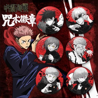 55mm Jujutsu Kaisen Anime Huy Hiệu Itadori Yuji Nobara Fushiguro Megumi Inumaki Toge Tròn Thổ Cẩm Túi Quần Áo Ve Áo Pin Sưu Tập Lưu Niệm Nút Mềm Pin