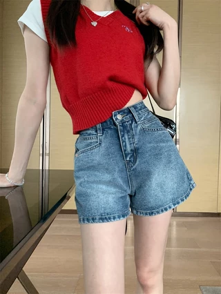 Quần Short Jean Lưng Cao Ống Rộng Thời Trang Mùa Hè Cho Nữ 65927 65927