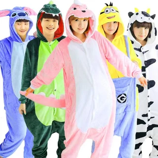 Kigurumi Bộ Đồ Ngủ Liền Thân Hóa Trang Động Vật Hoạt Hình pikachu stitch Khủng Long Cho Nam Và Nữ