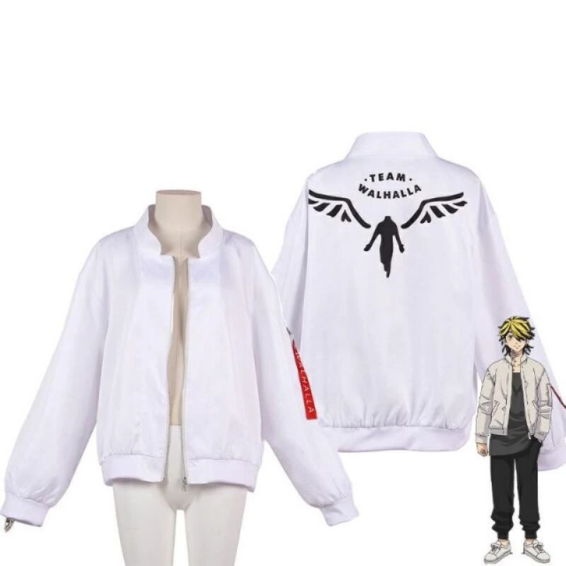 Amin Tokyo Avengers Hanemiya Kazutora Áo Cosplay Trang Phục Nam Nữ Trắng Thể Thao Áo Khoác