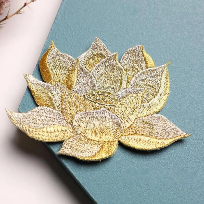 1 Miếng Vá, May Quần Áo Hình Hoa Sen 9.5 * 6.5cm