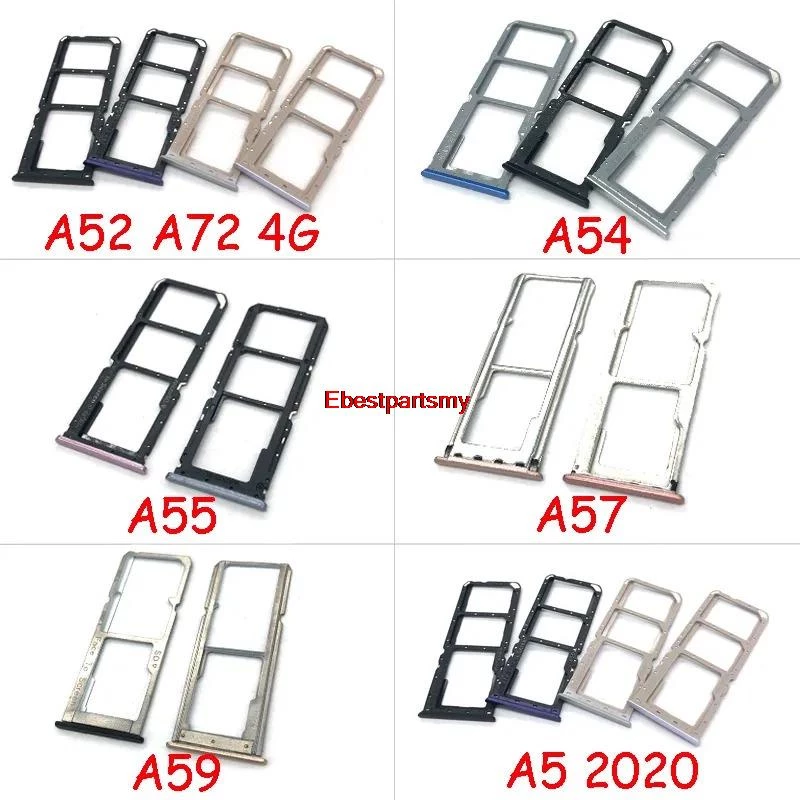 Ebsmy-sim Khay Đựng Cho OPPO A52 A72 A54 A55 A57 A59 A5 2020 Khay Thẻ SIM Khe Cắm Giá Đỡ Adapter Ổ Cắm Sửa Chữa Phần