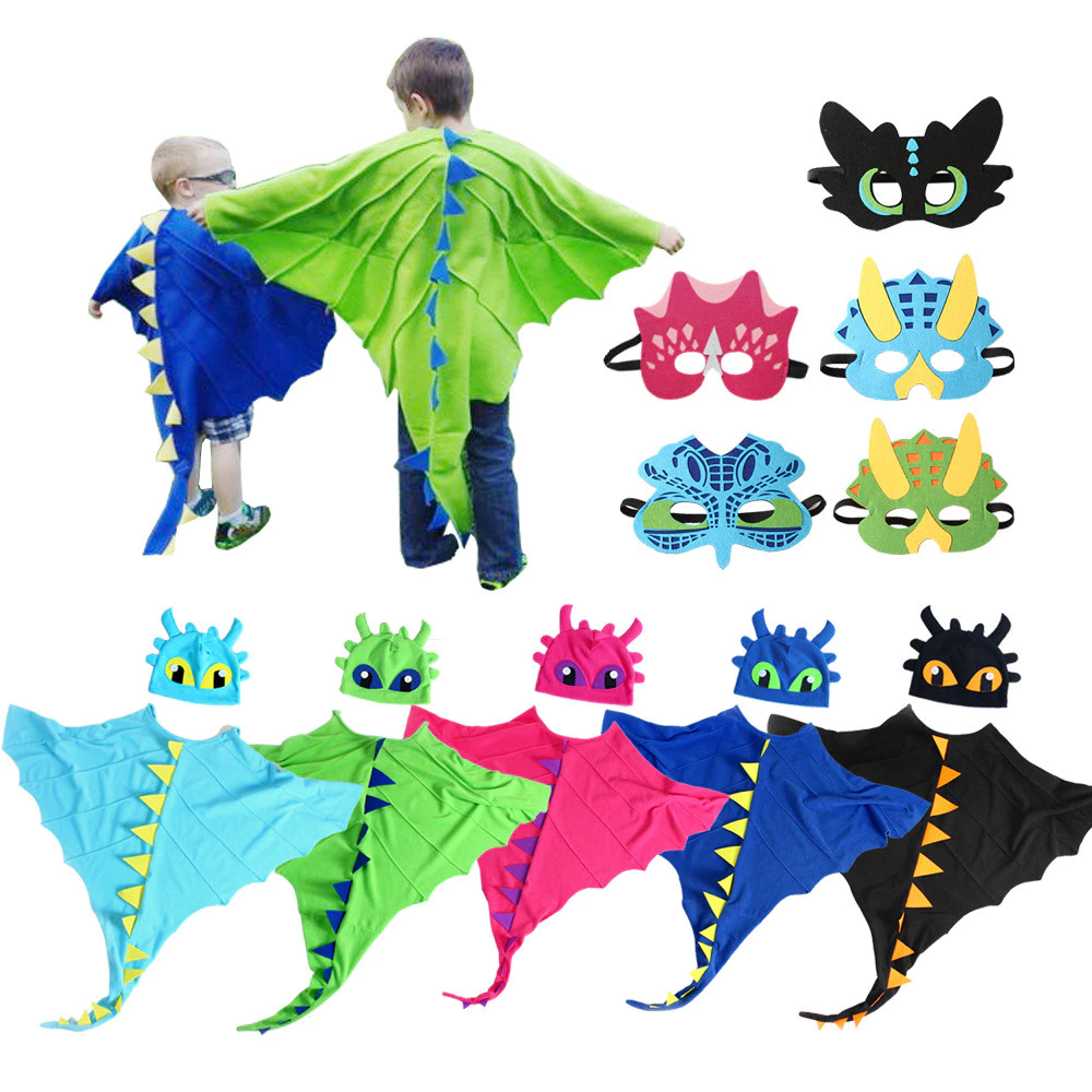Áo choàng rồng có mũ Rồng không răng Anime Cosplay Trẻ em Tiệc Halloween Trang phục Giáng sinh Carnival Khủng long Áo choàng