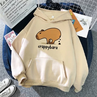 Áo Hoodie Nữ In Chữ capybara Phong Cách vintage Hàn Quốc