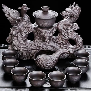 Sáng tạo Long Feng Kung Fu hoàn toàn tự động tím cát Set Trang chủ đơn giản hiện đại đạo uống lười biếng pha trà cụ