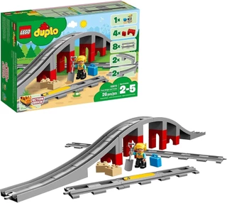 LEGO DUPLO Town Train Bridge and Tracks 10872 - Toy Set for Kids and Toddlers, Railway Building Bricks Set with a Bridge