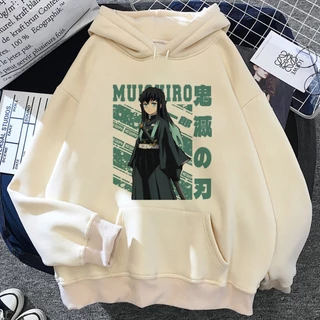 Muichiro Tokito hoodie nữ phong cách Hàn Quốc thập niên 90 Lông cừu y2k quần áo thẩm mỹ kéo nữ Bộ đồ thể thao mùa đông