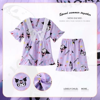 [Sản phẩm mới] Bộ đồ ngủ trẻ em mùa hè tay ngắn phong cách mỏng cho trẻ em bé gái Bộ đồ mặc nhà