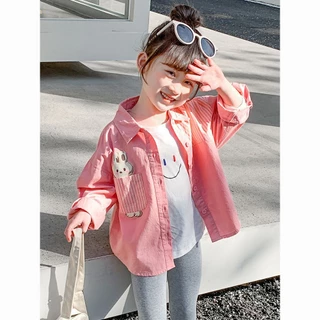 [Khuyến mãi] Áo sơ mi bé gái Xuân Thu Phong cách mới Áo khoác dài tay mùa thu cho trẻ em