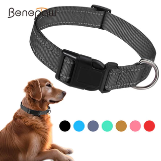 Benepaw Tough Dog Collar Có Thể Điều Chỉnh Thoải Mái Nhẹ Phản Quang Nylon Vòng Cổ Thú Cưng Cho Nhỏ Vừa Chó Lớn Đi Bộ