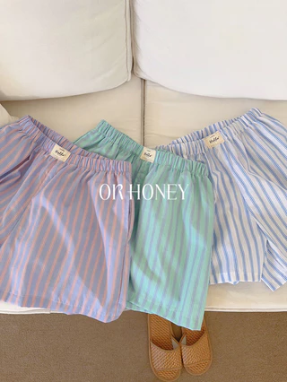 Phiên Bản Hàn Quốc Sọc Cotton Lụa Quần Short Nữ ins Rời Đàn Hồi Đơn Giản Cotton Nguyên Chất Mỏng Phong Cách Nhà Pyjama Quần