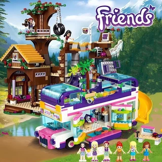 Tương thích với gạch LEGO bé gái RV băng và tuyết ngôi nhà trên cây tình bạn xe buýt lâu đài biệt thự cắm trại đồ chơi