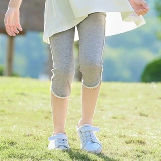 [Khuyến mãi] Quần legging bé gái mùa hè phong cách mỏng Sản phẩm mới Quần crop trẻ em lớn Quần ren an toàn