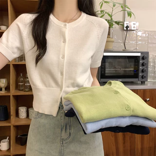 Áo len dệt kim ngắn tay bằng sợi Cotton 72131