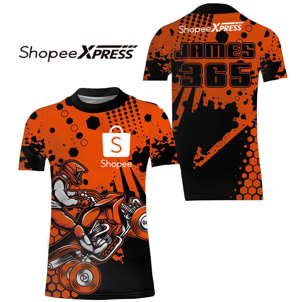 2024shopee Rider Tay dài (bán chạy nhất) Jersey Corner SHOPEE XPRESS Người lái xe máy Tay dài thăng hoa toàn diện [Tên & Số tùy chỉnh miễn phí]